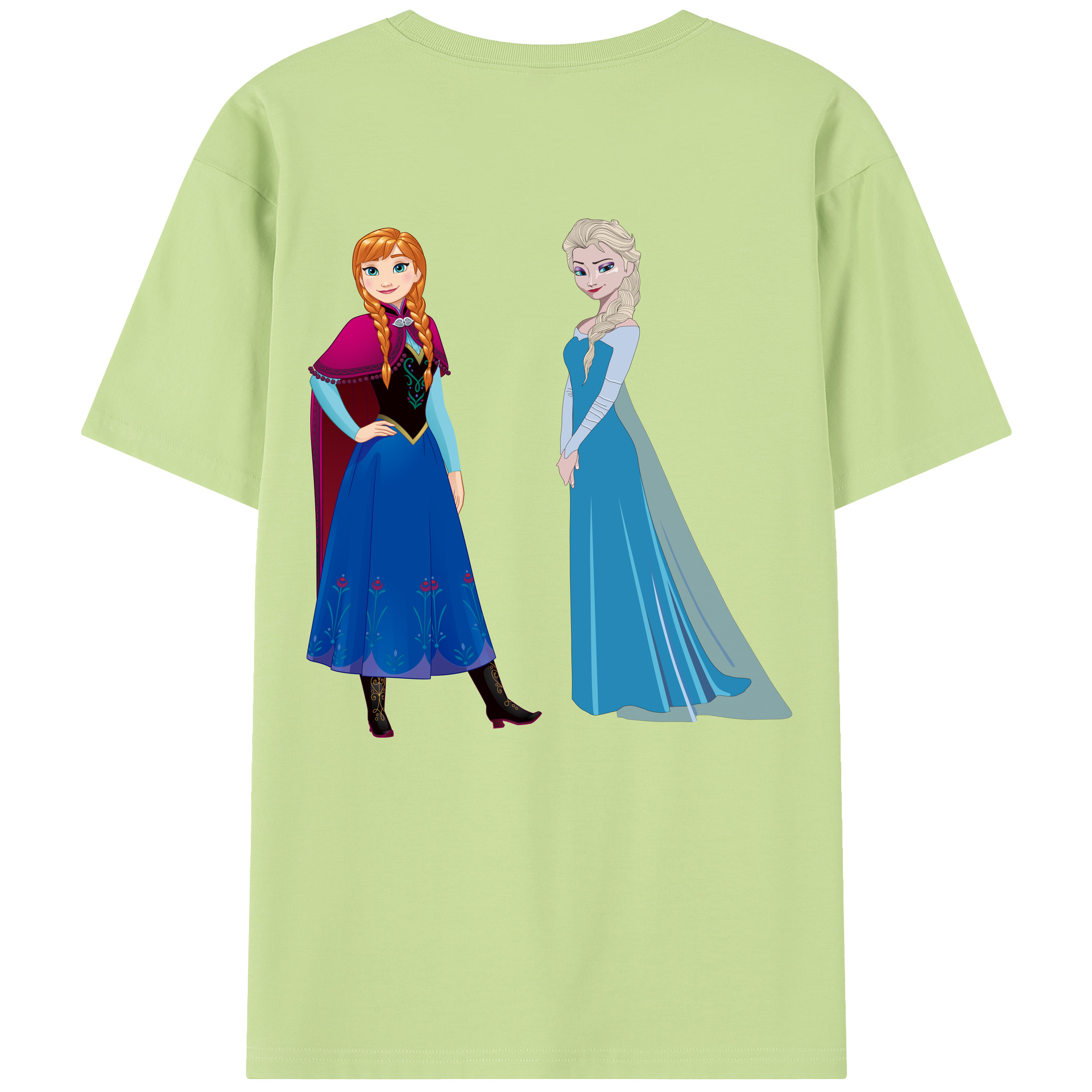（画像用） アナと雪の女王 アンナ エルサ Frozen Anna Elsa 綿100％半袖Tシャツ（背面プリント）